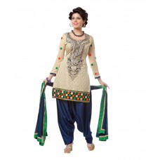 Shruti Fashion Beige Chanderi Embroidered Un-Stitched Salwar Suit