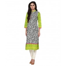 Prakhya Green Cotton Straight Kurti