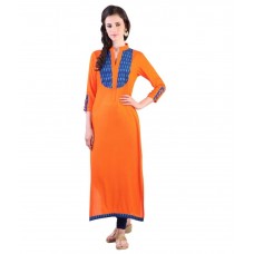 Libas Orange Rayon Straight Kurti