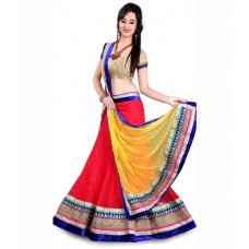 VEDIKA FASHION Red Net Lehenga