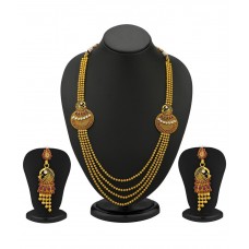 Sukkhi- Kritika Kamra Beguiling 5 Strings Gold Plated Peacock Antique Necklace Set