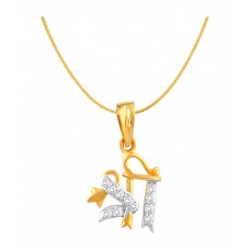 Mahi Gold Plated White Cz Shree Ganesha Pendant