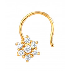 Mahi Alloy 24 kt Gold Plating Cubiz Zirconia Studded Gold Coloured Nosepin