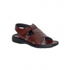 Leeport Brown Synthetic Leather Party Wear Sandals for Men