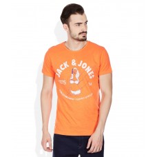 Jack & Jones Orange Round Neck T Shirt