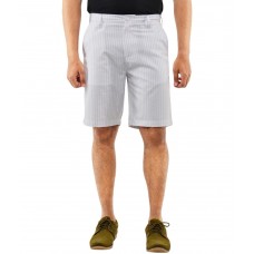 Blue Wave - White Cotton Blend Casual Shorts for Men