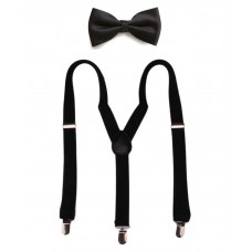 Civil Outfitters Black Polyester Suspender & Bow