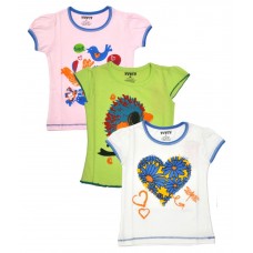 Hunch Multicolour Cotton T Shirts For Girls Pack Of 3