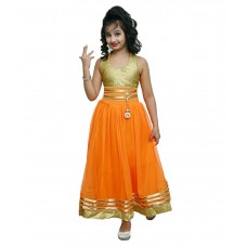 Ishika Garments Orange Gown For Girls