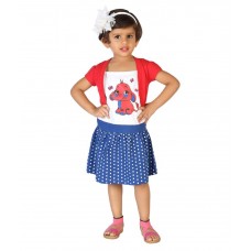 Lil Orchids Red Cotton Girls Printed Casual Dress