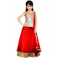 Najara Fashion Red Net Semi Stitched Lehenga