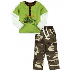 Oye Green Cotton T-Shirt And Shorts