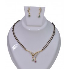 J & S Fashion Brass Gold Plated American Diamond Studded Mangalsutra Set
