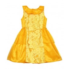 Lilposh Yellow Satin Sleevless Sleeves Knee Length Girls Dress